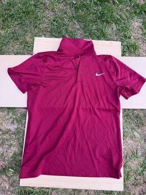 Nike Men's Burgundy Performance Polo with Swoosh
